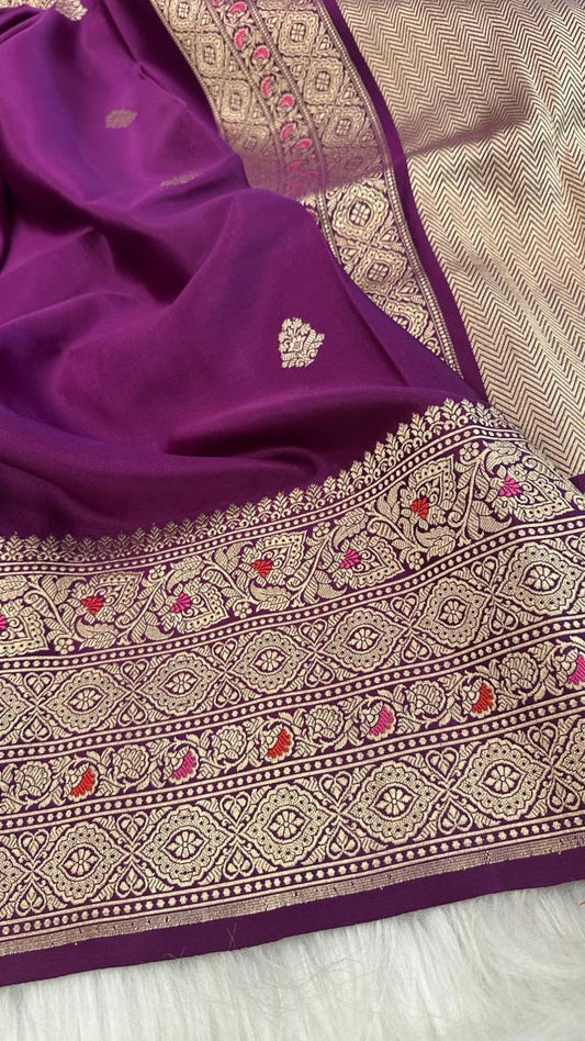 Pure Mashru Silk Skirt Mina Zari Border Booti Saree