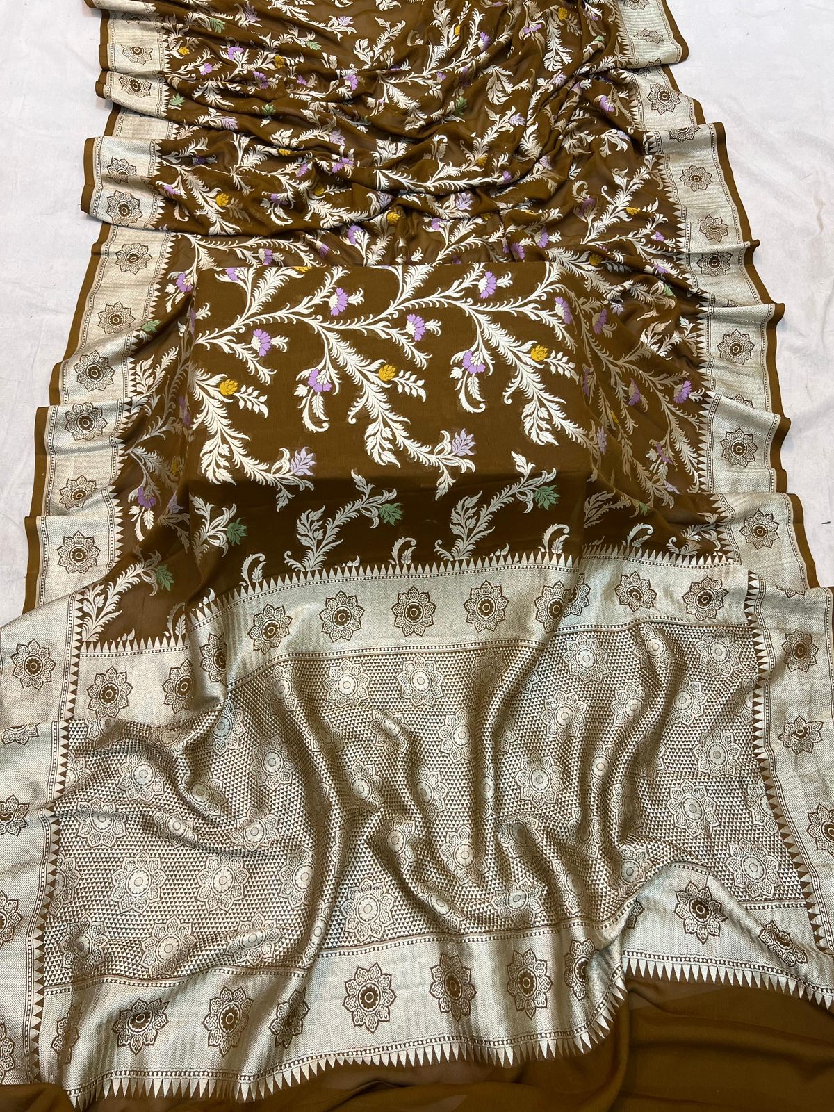 Handloom Pure Khaddi Georgette Minakari Saree