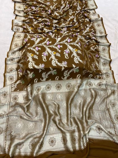 Handloom Pure Khaddi Georgette Minakari Saree
