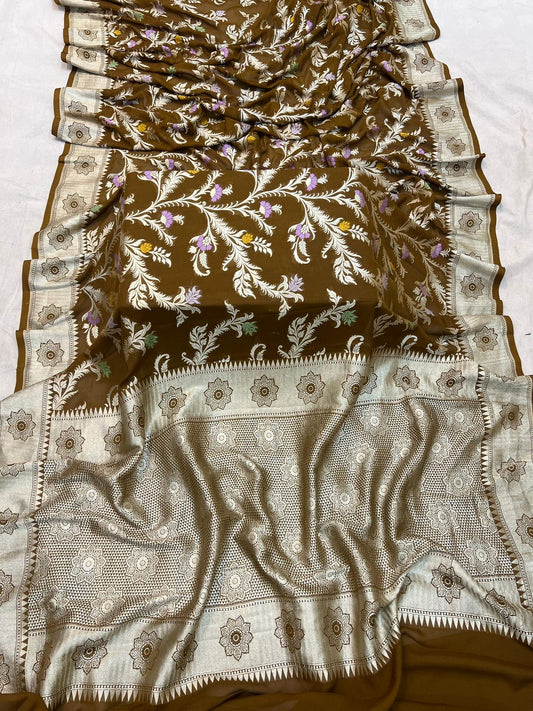 Handloom Pure Khaddi Georgette Minakari Saree