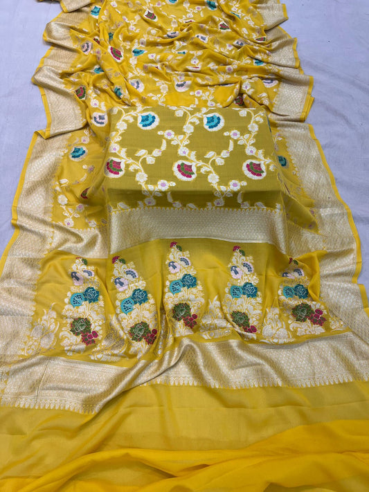 Handloom Pure Khaddi Georgette Minakari Saree