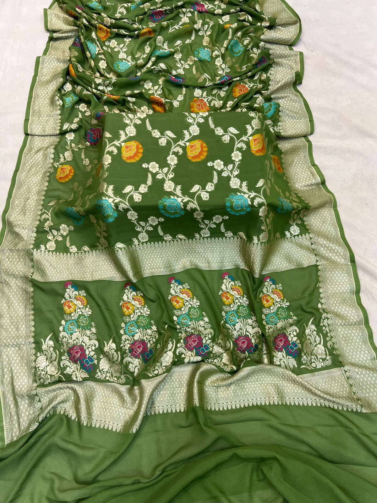 Handloom Pure Khaddi Georgette Minakari Saree