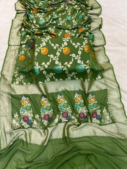 Handloom Pure Khaddi Georgette Minakari Saree