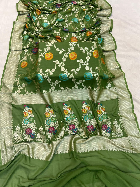 Handloom Pure Khaddi Georgette Minakari Saree