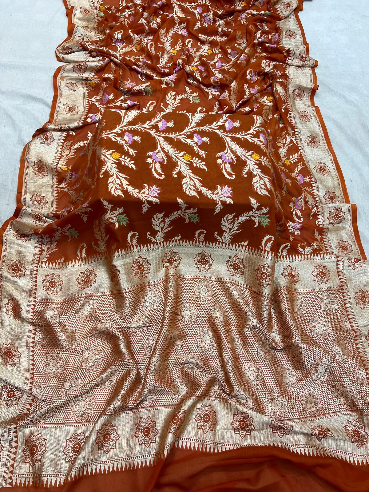 Handloom Pure Khaddi Georgette Minakari Saree