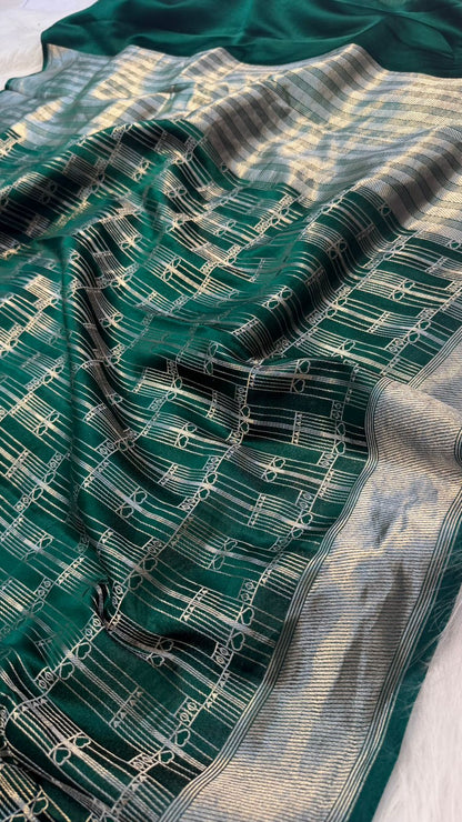 Handwoven Pure Mashru Silk Brocade Saree