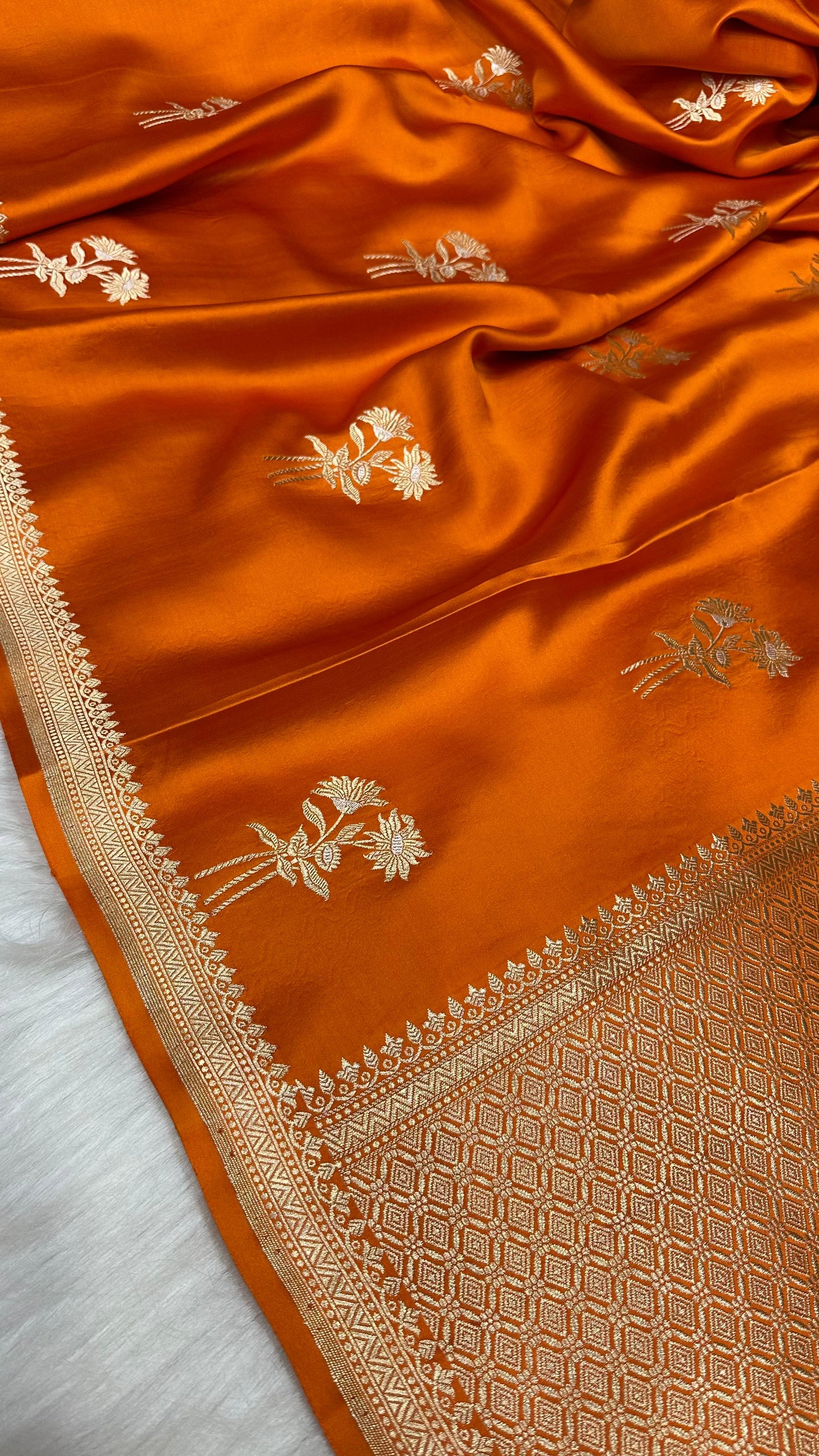 Musterd Gold pure silk handloom banarasi mashru saree