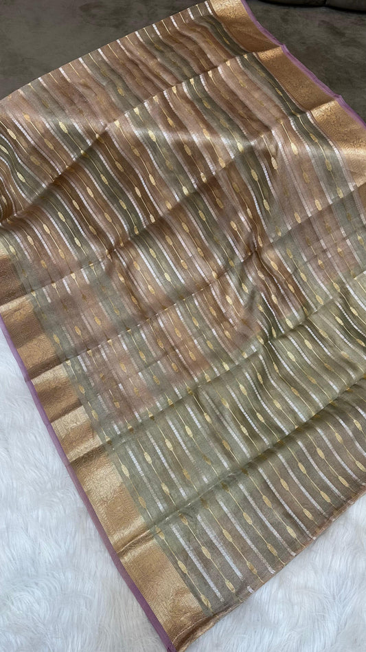 Pure Tissue Silk Rangkaat Zari Lines Saree