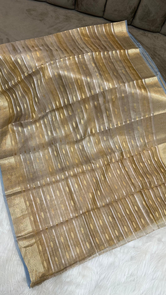 Pure Tissue Silk Rangkaat Zari Lines Saree