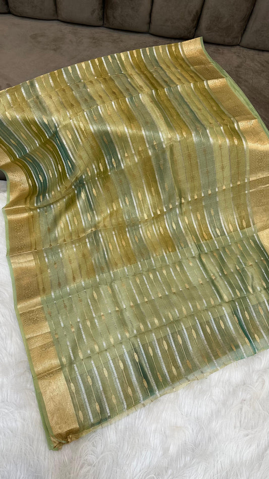 Pure Tissue Silk Rangkaat Zari Lines Saree