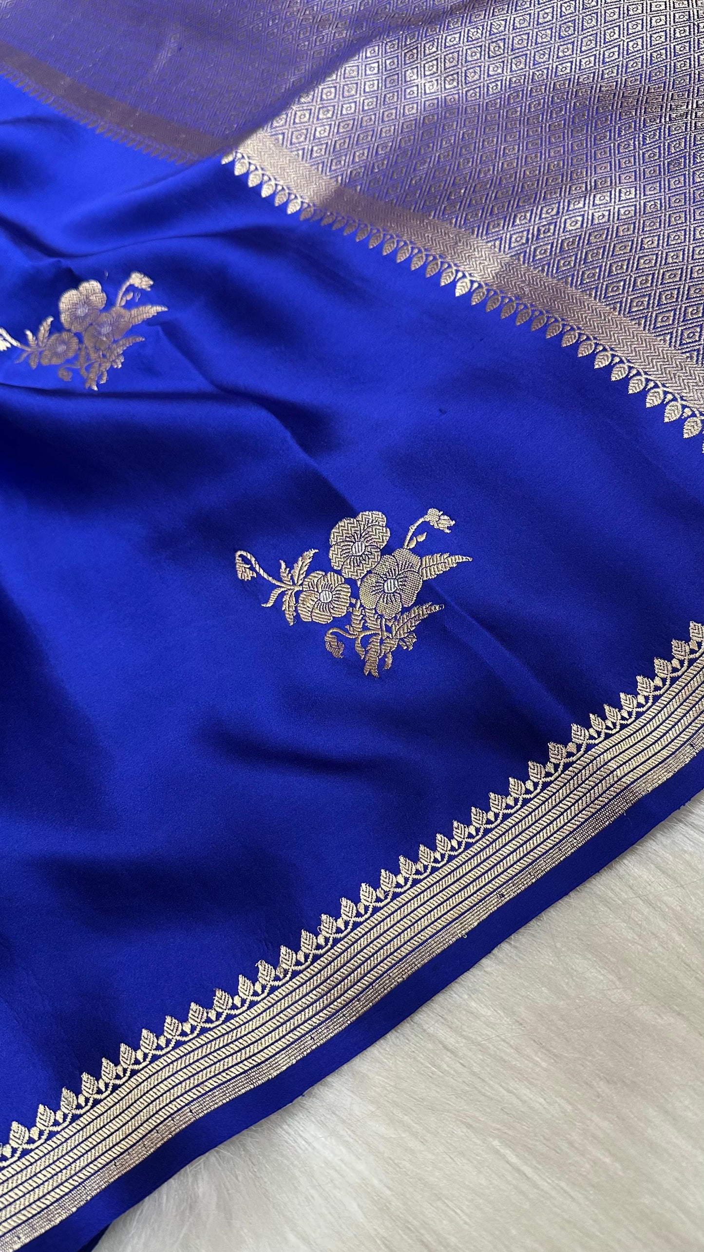 Germon Blue pure silk handloom banarasi mashru saree