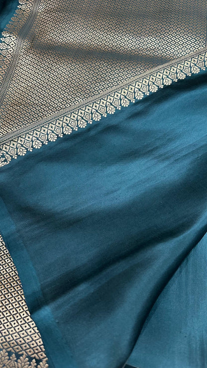 Garnet Blue pure silk handloom banarasi mashru saree