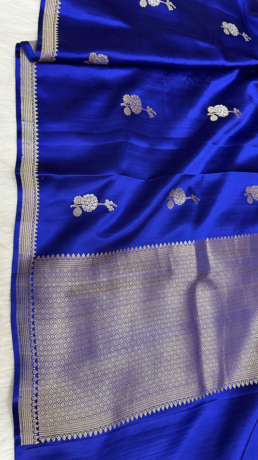Germon Blue pure silk handloom banarasi mashru saree