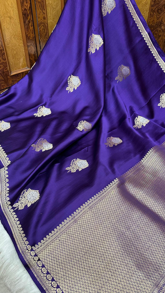 Navi Blue pure silk handloom banarasi mashru saree