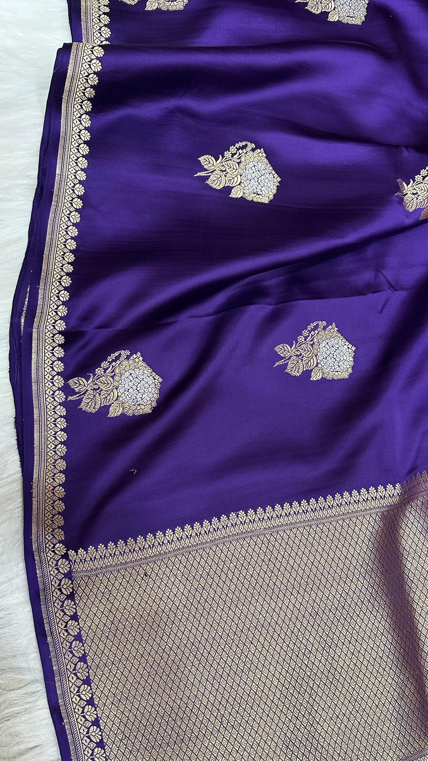 Navi Blue pure silk handloom banarasi mashru saree