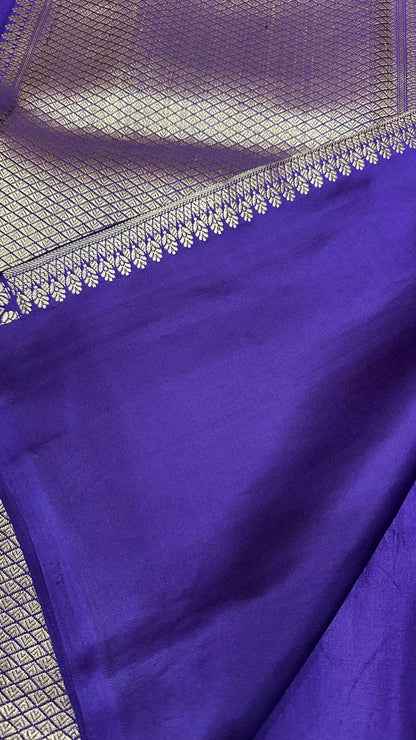 Navi Blue pure silk handloom banarasi mashru saree