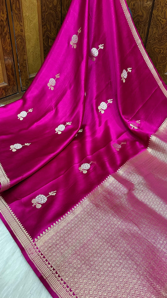 Purple pure silk handloom banarasi mashru saree
