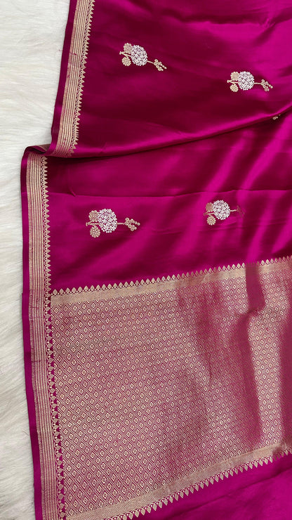 Purple pure silk handloom banarasi mashru saree