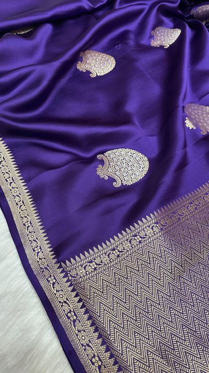 Royal blue pure silk handloom banarasi mashru saree