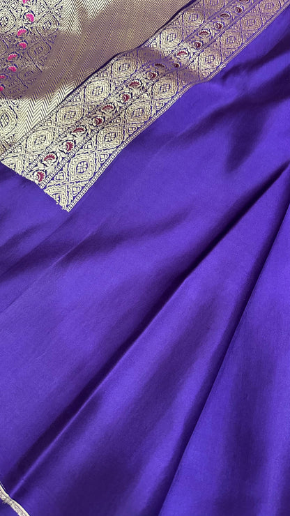 Royal Blue Mashru Silk Iskart Meena Border Banarasi Saree