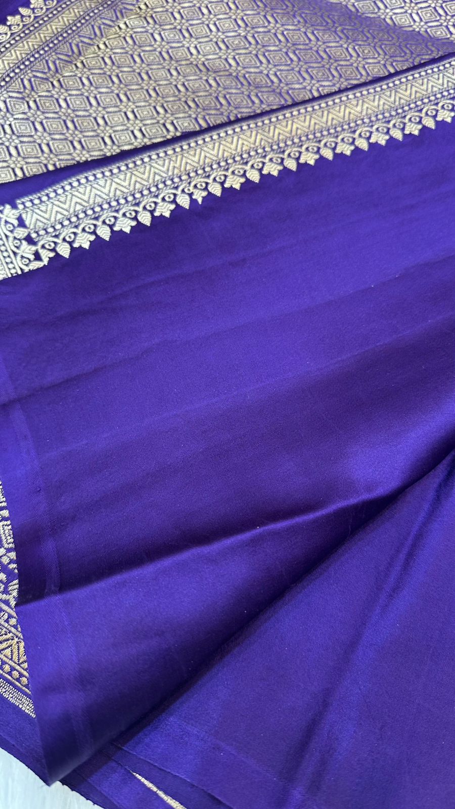 Royal Blue Mashru Silk Zari Border Aanchal Boota Saree