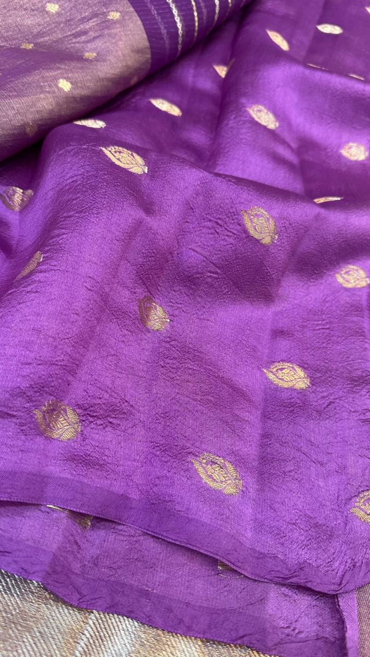Pure Organza Silk Zari Buti Zari Lines Design Saree
