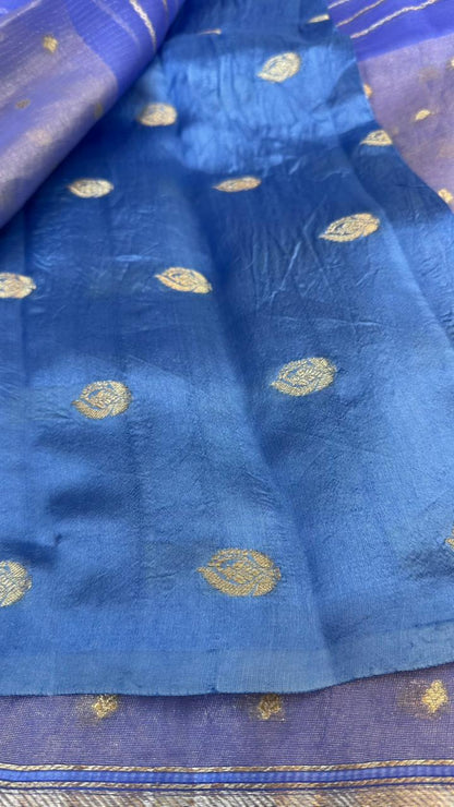 Pure Organza Silk Zari Buti Zari Lines Design Saree