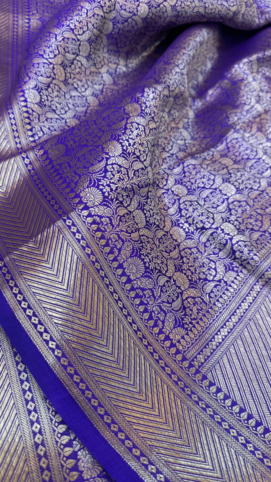 Royal Blue Pure Raw Mango Silk Zari Brocade Design Saree