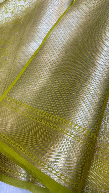 Pure Raw Mango Silk Zari Brocade Design Saree