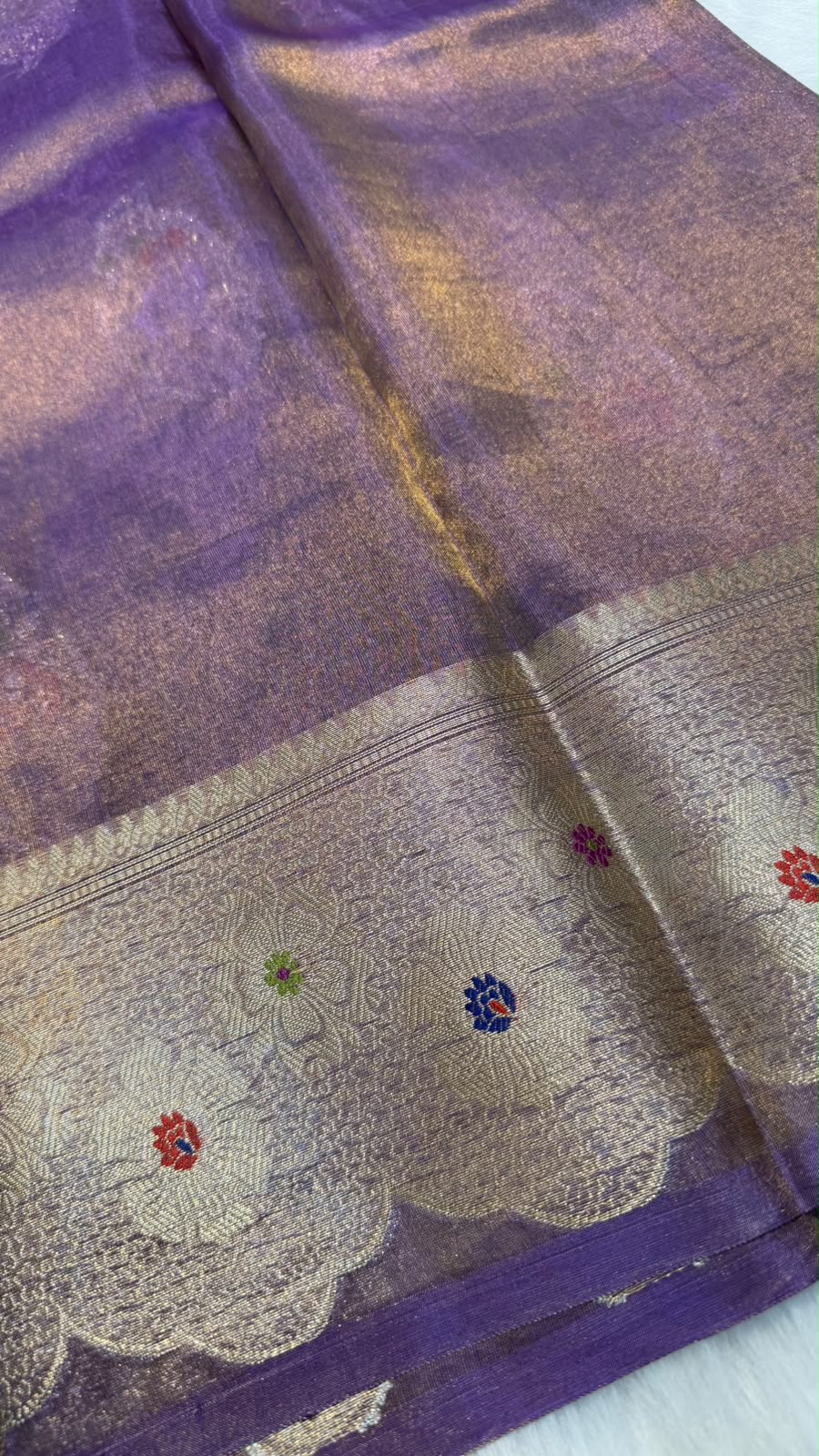 Pure Banarasi Katan Tissue Silk Mina Buta Zari Mina Border Saree