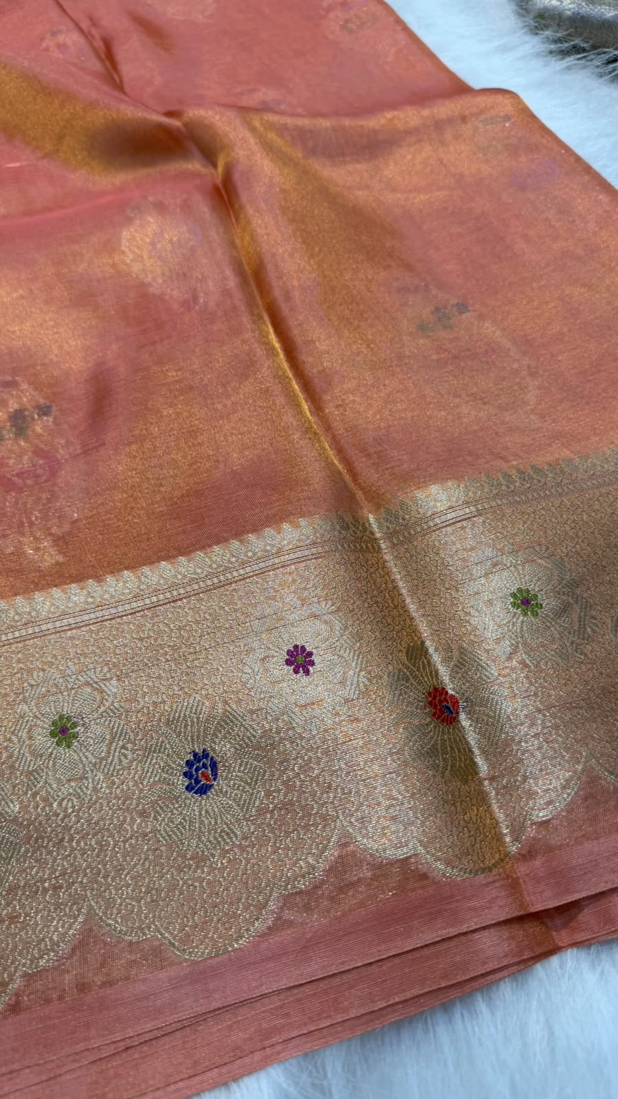 Pure Banarasi Katan Tissue Silk Mina Buta Zari Mina Border Saree