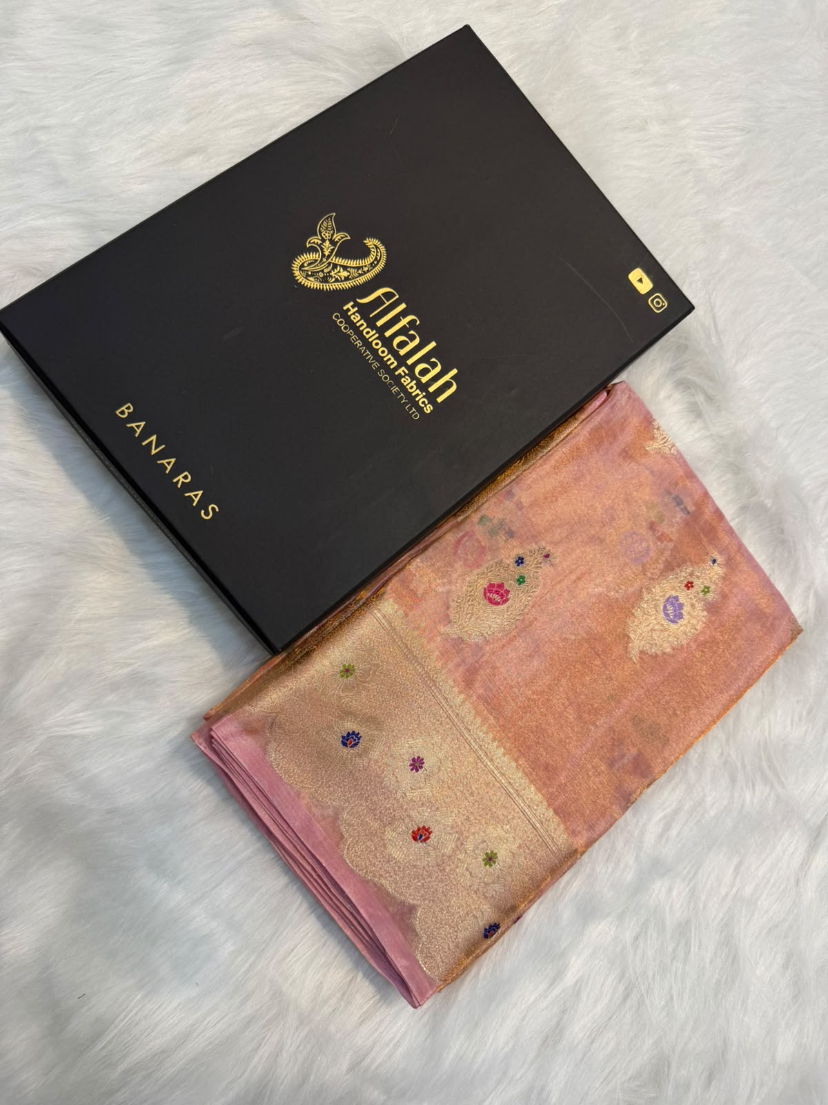 Pure Banarasi Katan Tissue Silk Mina Buta Zari Mina Border Saree
