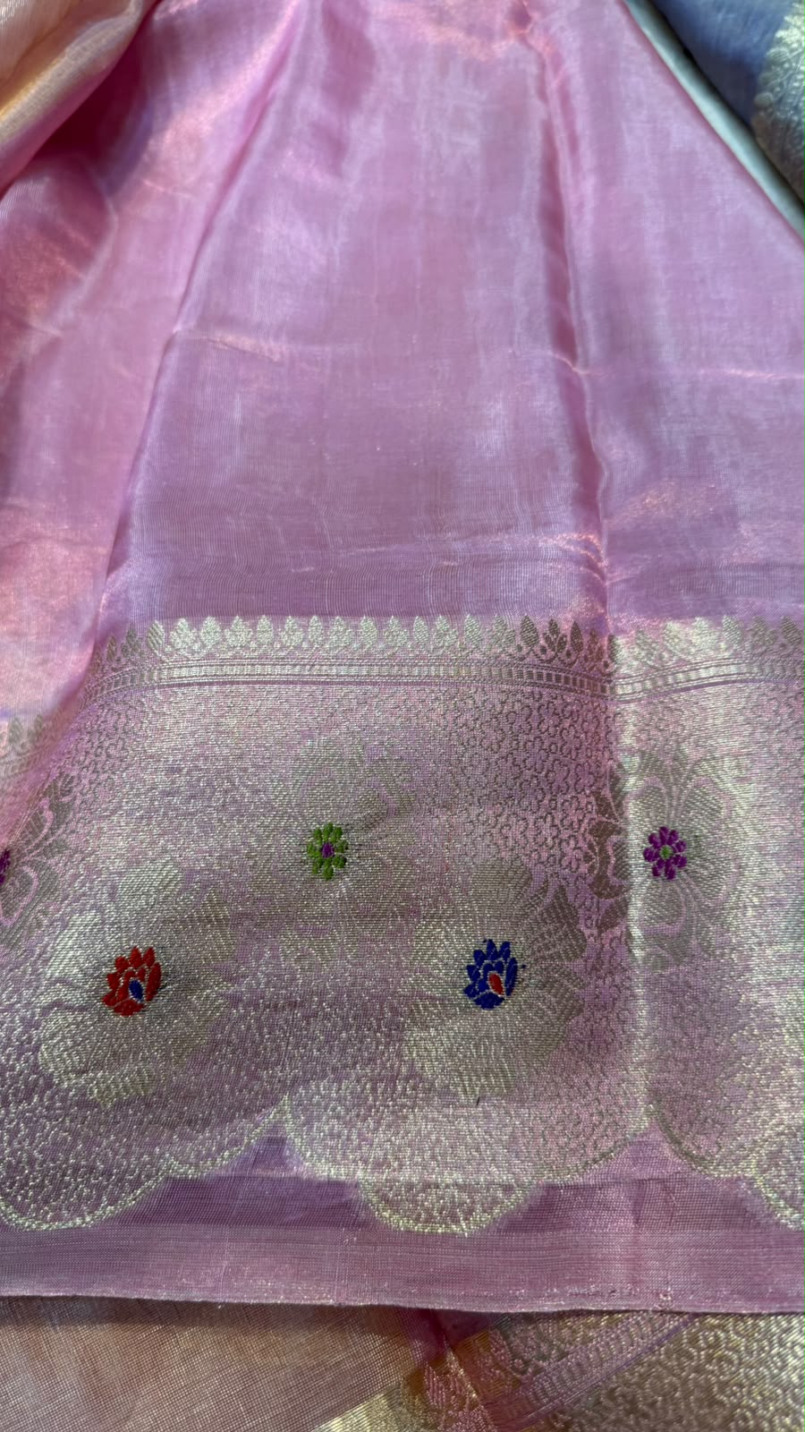 Pure Banarasi Katan Tissue Silk Mina Buta Zari Mina Border Saree