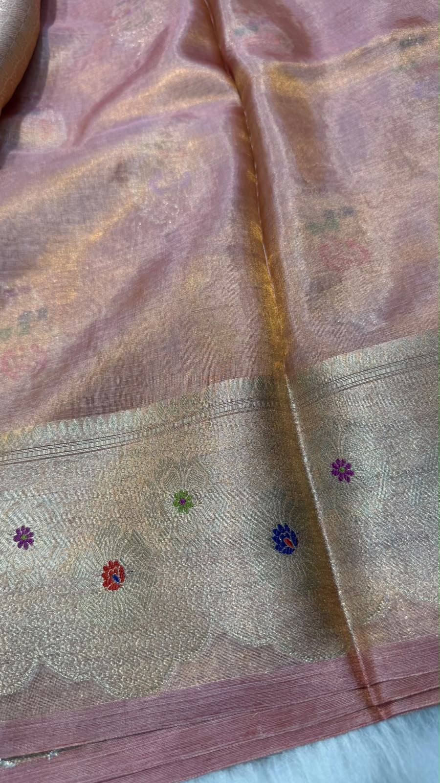 Pure Banarasi Katan Tissue Silk Mina Buta Zari Mina Border Saree