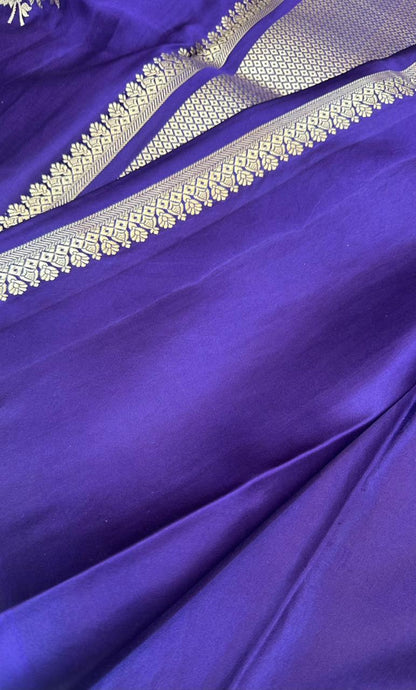 Pure Handloom Mashru Silk Zari Border Boota Banarasi Saree