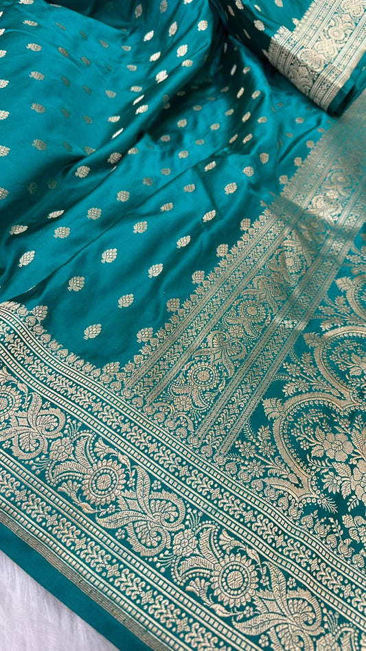 Handloom Pure Mashru Satin Silk Zari Buti Saree