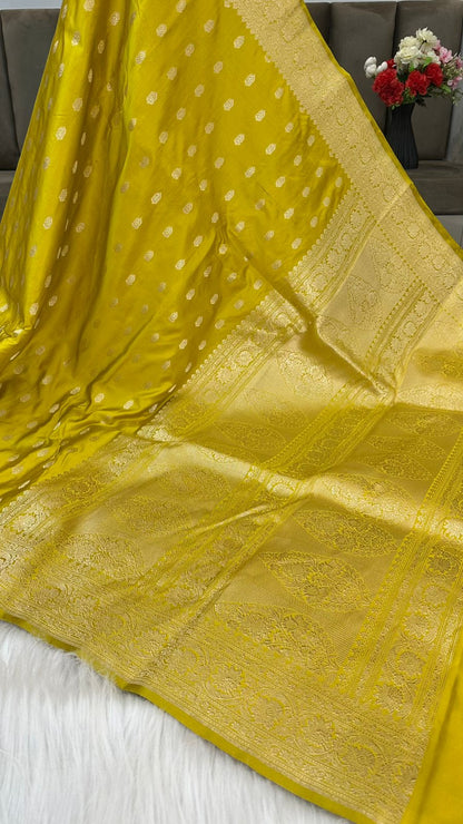 Handloom Pure Mashru Satin Silk Zari Buti Saree