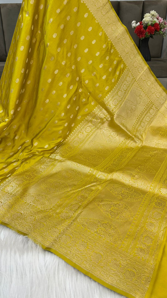 Handloom Pure Mashru Satin Silk Zari Buti Saree