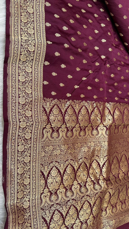 Handloom Pure Mashru Satin Silk Zari Buti Saree