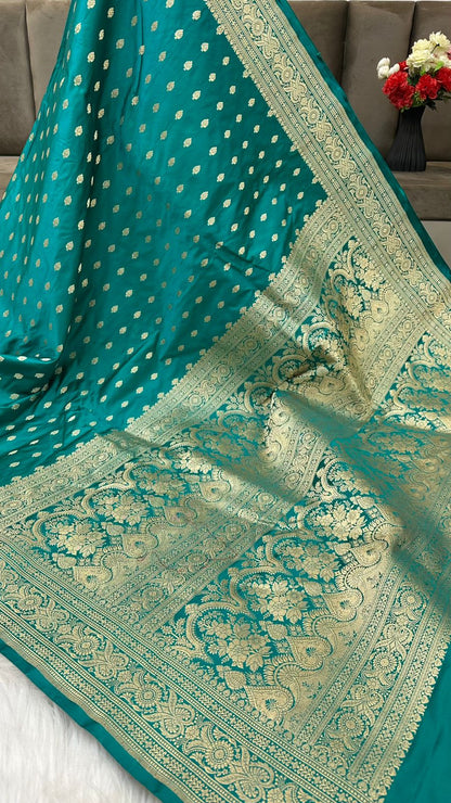 Handloom Pure Mashru Satin Silk Zari Buti Saree