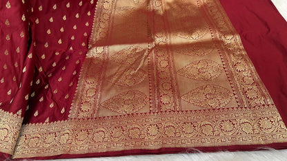 Handloom Pure Mashru Satin Silk Zari Buti Saree
