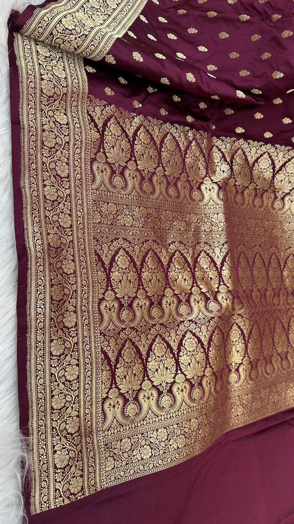 Handloom Pure Mashru Satin Silk Zari Buti Saree