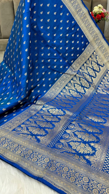 Handloom Pure Mashru Satin Silk Zari Buti Saree