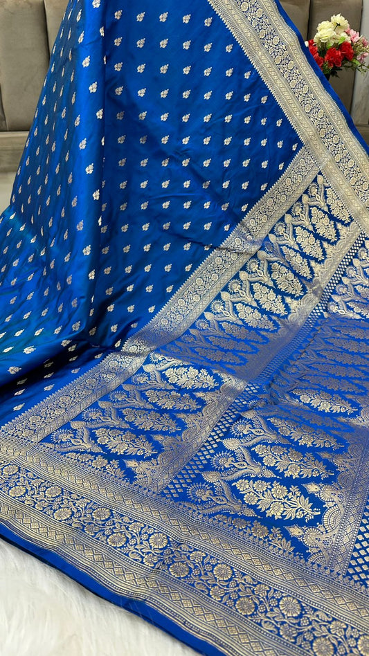 Handloom Pure Mashru Satin Silk Zari Buti Saree