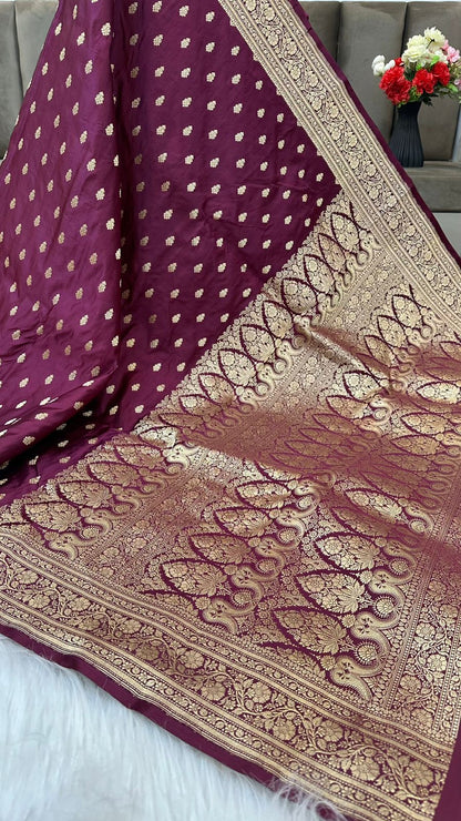 Handloom Pure Mashru Satin Silk Zari Buti Saree