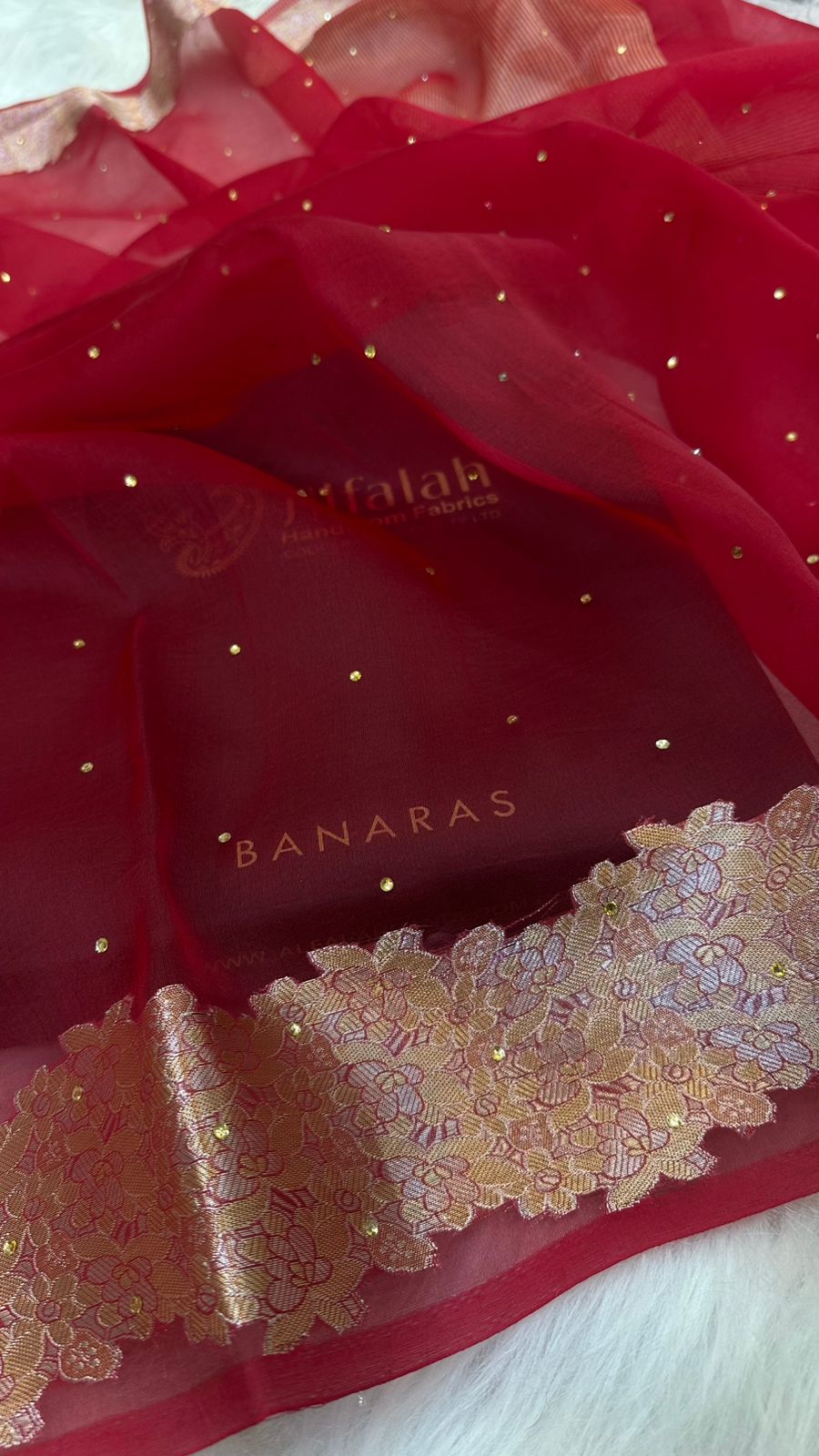 Pure Banarasi Organza Silk Zari Border Saree
