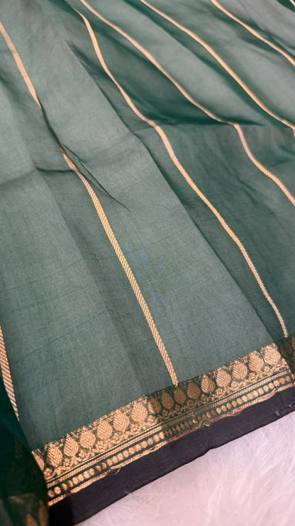 Handwoven Pure Organza Kadhua Buti Contrast Bewar Saree
