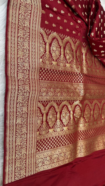 Handloom Pure Mashru Satin Silk Zari Buti Saree
