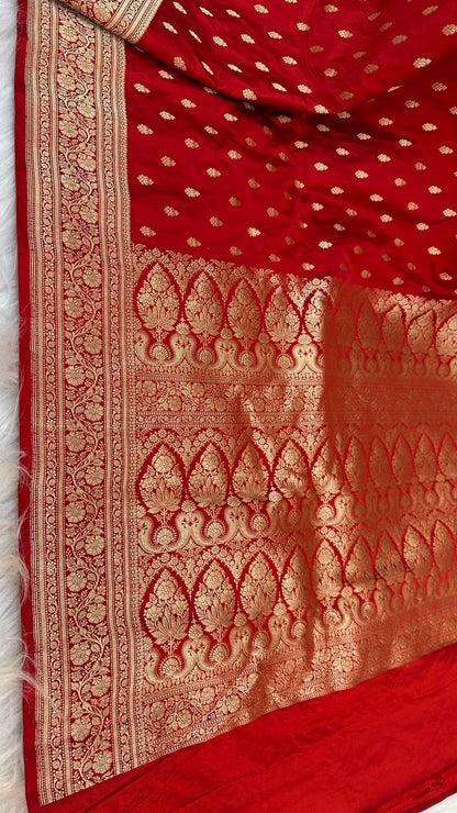 Handloom Pure Mashru Satin Silk Zari Buti Saree