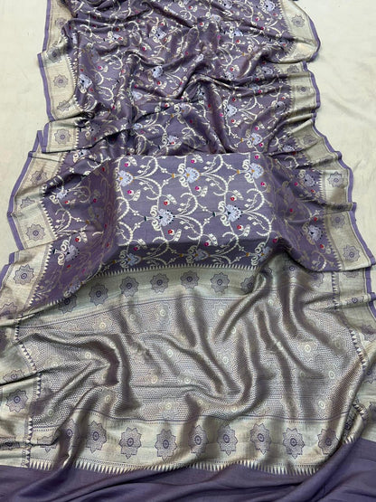 Handloom Pure Desi Tussar Silk Tilfi Work Saree